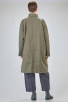 under-the-knee overcoat, wide, in washed cotton waterproof canvas - BERGFABEL 