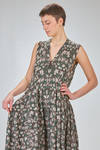 long and slim-fit dress in cotton, silk and linen knit with irregular flowers - BOBOUTIC 