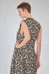 long and slim-fit dress in cotton, silk and linen knit with irregular flowers - BOBOUTIC 