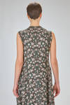 long and slim-fit dress in cotton, silk and linen knit with irregular flowers - BOBOUTIC 