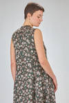 long and slim-fit dress in cotton, silk and linen knit with irregular flowers - BOBOUTIC 