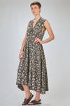 long and slim-fit dress in cotton, silk and linen knit with irregular flowers - BOBOUTIC 