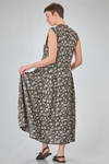 long and slim-fit dress in cotton, silk and linen knit with irregular flowers - BOBOUTIC 