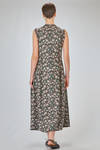long and slim-fit dress in cotton, silk and linen knit with irregular flowers - BOBOUTIC 