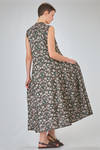 long and slim-fit dress in cotton, silk and linen knit with irregular flowers - BOBOUTIC 