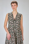 long and slim-fit dress in cotton, silk and linen knit with irregular flowers - BOBOUTIC 