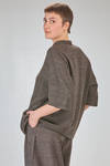 long, loose-knit shirt in shantung-effect silk and melange cotton - BOBOUTIC 