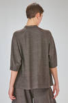 long, loose-knit shirt in shantung-effect silk and melange cotton - BOBOUTIC 