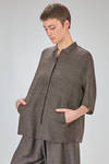 long, loose-knit shirt in shantung-effect silk and melange cotton - BOBOUTIC 