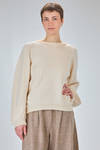 oversized, hip-length sweater in frisé cotton knit - BOBOUTIC 