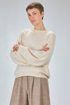 oversized, hip-length sweater in frisé cotton knit - BOBOUTIC 