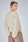 oversized, hip-length sweater in frisé cotton knit - BOBOUTIC 