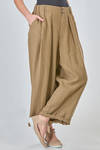 wide pants in washed linen canvas with inner parts lined in washed cotton canvas - CINI 