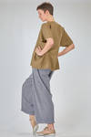 top lungo e ampio in tela di lino lavata con profili a taglio vivo - CINI 