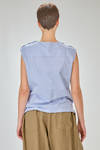 top al fianco, ampio, in tela di cotone a bastoncini verticali - CINI 