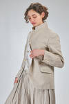 hip-length jacket, slightly fitted, in washed linen herringbone and polyester san gallo lace - COMME DES GARÇONS 