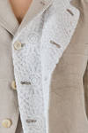 hip-length jacket, slightly fitted, in washed linen herringbone and polyester san gallo lace - COMME DES GARÇONS 