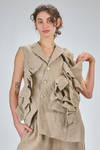 hip-length asymmetrical 'sculpture' waistcoat, in heavy washed yuta-like linen canvas - COMME DES GARÇONS 