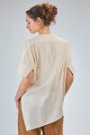 long wide asymmetrical shirt in flamed washed cotton gauze - FORME D' EXPRESSION 