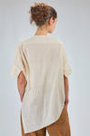 long wide asymmetrical shirt in flamed washed cotton gauze - FORME D' EXPRESSION 