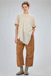 long wide asymmetrical shirt in flamed washed cotton gauze - FORME D' EXPRESSION 
