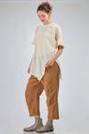 long wide asymmetrical shirt in flamed washed cotton gauze - FORME D' EXPRESSION 