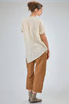 long wide asymmetrical shirt in flamed washed cotton gauze - FORME D' EXPRESSION 