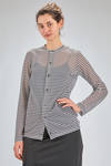 hip length cardigan, regular fit, of cotton and polyester knit with horizontal stripes - JUNYA WATANABE 