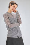 hip length cardigan, regular fit, of cotton and polyester knit with horizontal stripes - JUNYA WATANABE 
