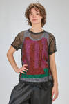 hip-lenght t-shirt, soft and asymmetrical in treated polyester net - COMME des GARÇONS - COMME des GARÇONS 