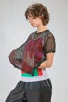 hip-lenght t-shirt, soft and asymmetrical in treated polyester net - COMME des GARÇONS - COMME des GARÇONS 