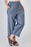 wide trousers of lightweight washed cotton denim - MANUELLE GUIBAL 