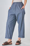 wide trousers of lightweight washed cotton denim - MANUELLE GUIBAL 