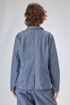 giacca al fianco, ampia, in denim leggerissimo di cotone lavato - MANUELLE GUIBAL 