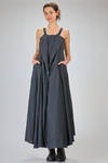 couture long slim waisted dress in flamed washed linen canvas - MARC LE BIHAN 
