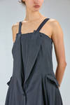 couture long slim waisted dress in flamed washed linen canvas - MARC LE BIHAN 