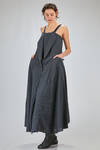 couture long slim waisted dress in flamed washed linen canvas - MARC LE BIHAN 