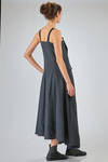 couture long slim waisted dress in flamed washed linen canvas - MARC LE BIHAN 