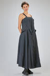 couture long slim waisted dress in flamed washed linen canvas - MARC LE BIHAN 