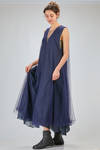 long dress, wide and flared, in polyamide tulle and washed silk crêpe de chine - MARC LE BIHAN 