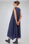 long dress, wide and flared, in polyamide tulle and washed silk crêpe de chine - MARC LE BIHAN 