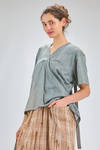 t-shirt over, al fianco, in jersey sovra-tinto di cotone, parti in seta e cupro - ZIGGY CHEN 