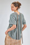 t-shirt over, al fianco, in jersey sovra-tinto di cotone, parti in seta e cupro - ZIGGY CHEN 