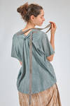 t-shirt over, al fianco, in jersey sovra-tinto di cotone, parti in seta e cupro - ZIGGY CHEN 