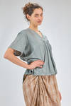 t-shirt over, al fianco, in jersey sovra-tinto di cotone, parti in seta e cupro - ZIGGY CHEN 