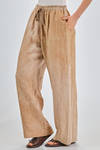 pantalone ampio in tela di lino trattata e sovra-tinta, parti in cotone e cupro - ZIGGY CHEN 