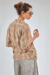 camicia ampia, al fianco, in madras a macchie di lino lavato, parti in cupro - ZIGGY CHEN 