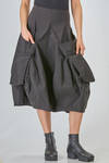 under-the-knee skirt in viscous, polyamide, cotton, linen and elastan stretch crêpe - RUNDHOLZ 