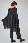 long tunic, wide, asymmetrical, in cotton, linen and textile paper knit - RUNDHOLZ 