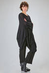 long tunic, wide, asymmetrical, in cotton, linen and textile paper knit - RUNDHOLZ 